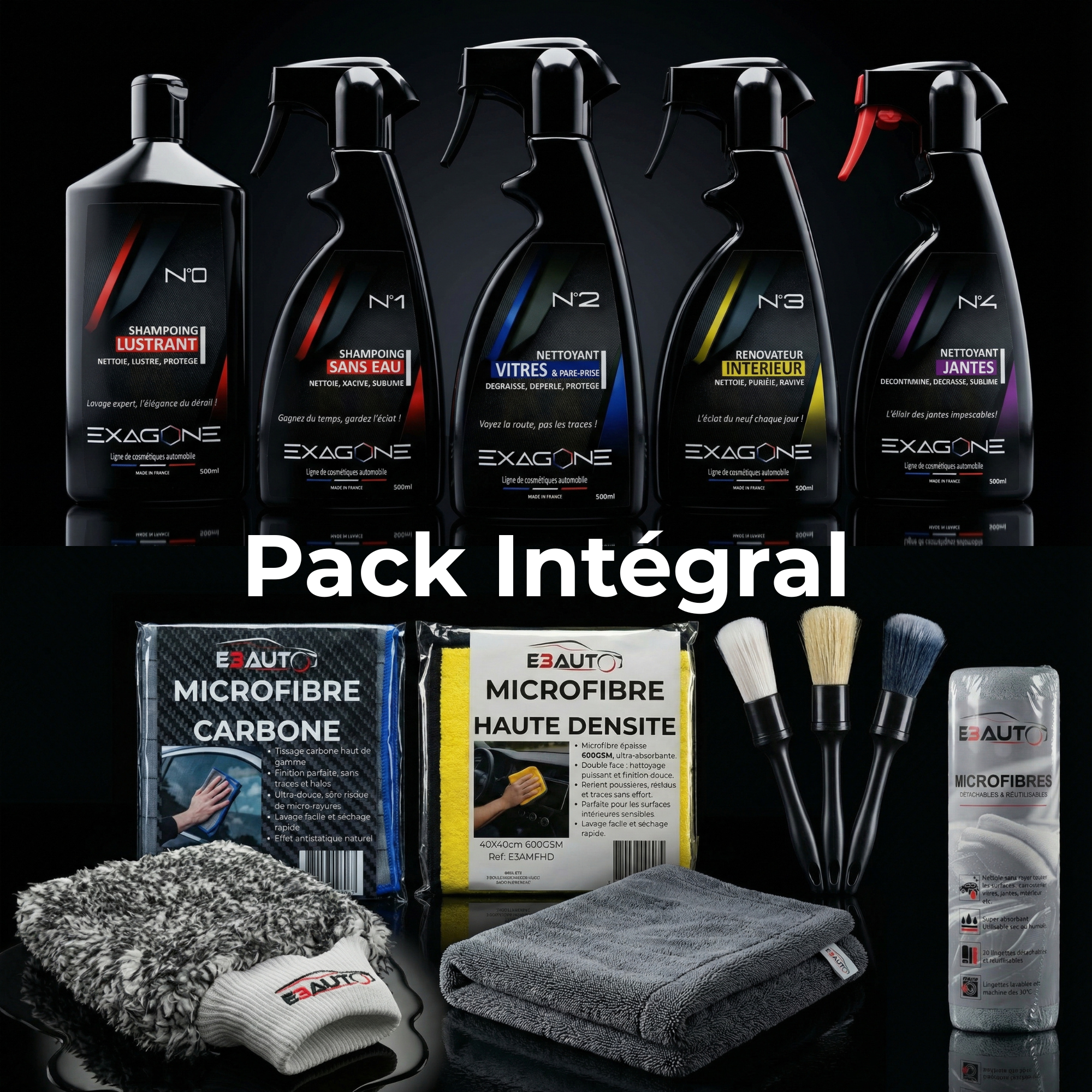 EXAGONE Pack Intégral — Kit Detailing Complet 5 Produits + 6 Accessoires