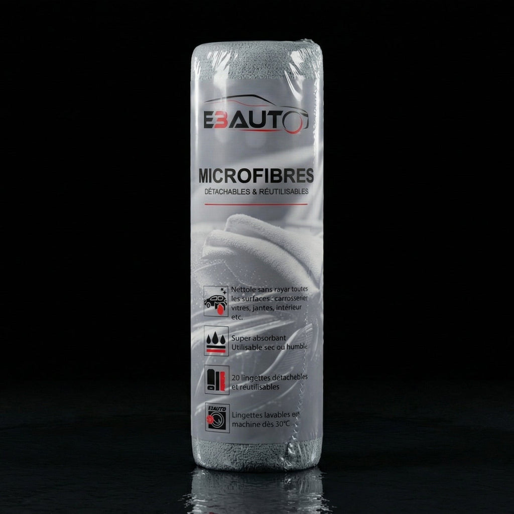 Bobine Hydra E3AUTO - 20 microfibres détachables et réutilisables pour carrosserie vitres et intérieur