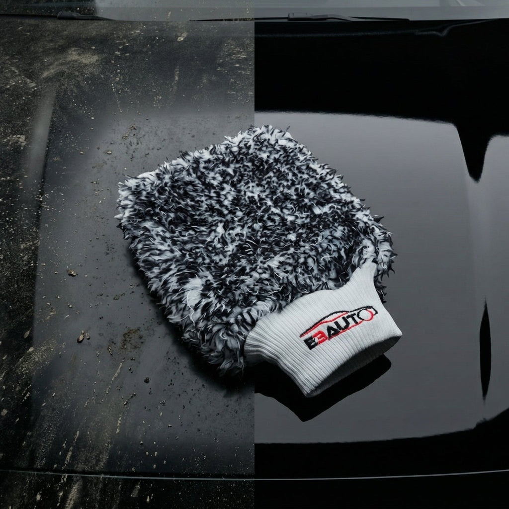 Gant Yeti E3AUTO - résultat avant après lavage carrosserie, surface sale vs surface propre et brillante