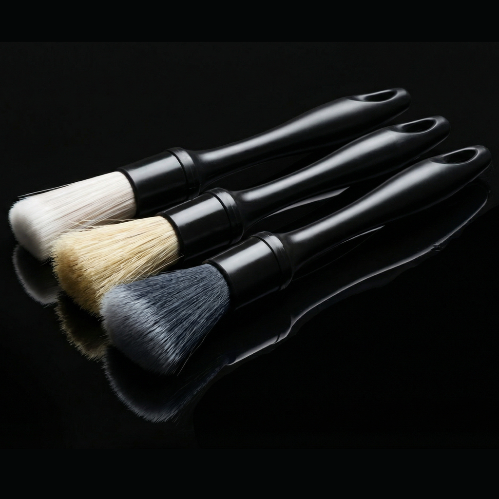 Lot Cobra E3AUTO - 3 pinceaux de detailing professionnels aux soies différentes pour nettoyage intérieur voiture