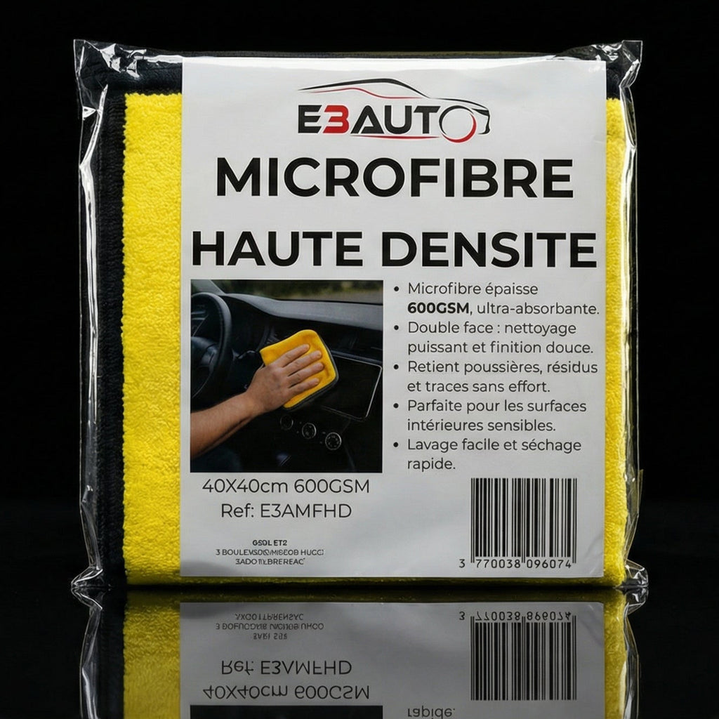 Microfibre Velvet E3AUTO 600 GSM haute densité - nettoyage intérieur voiture tableau de bord sans micro-rayures